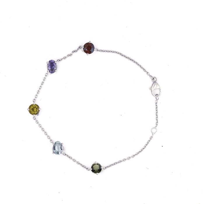 Gold bracelet with 5 natural stones - Image 4