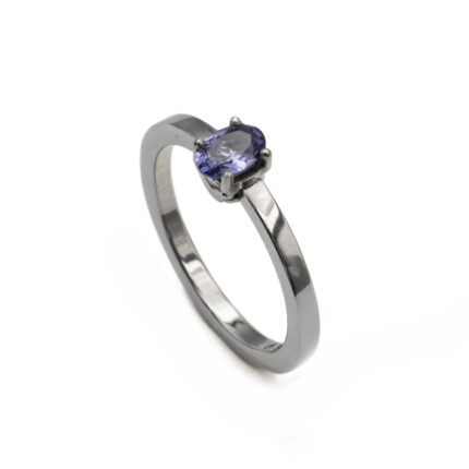 Bague en acier & tanzanite ovale M