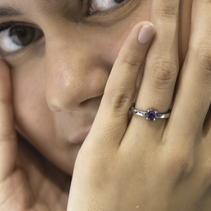 Bague en acier & améthyste M – Bild 2