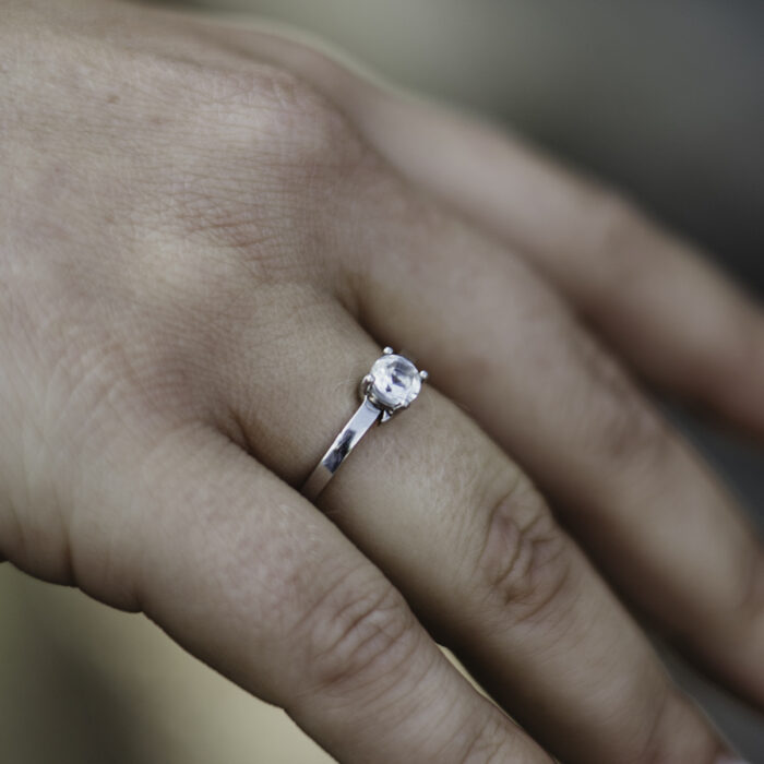 Bague en acier & cristal de roche M - Image 2