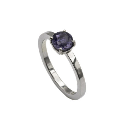 Bague or gris & iolite ronde L