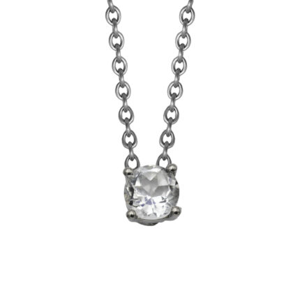 Collier en acier & cristal de roche